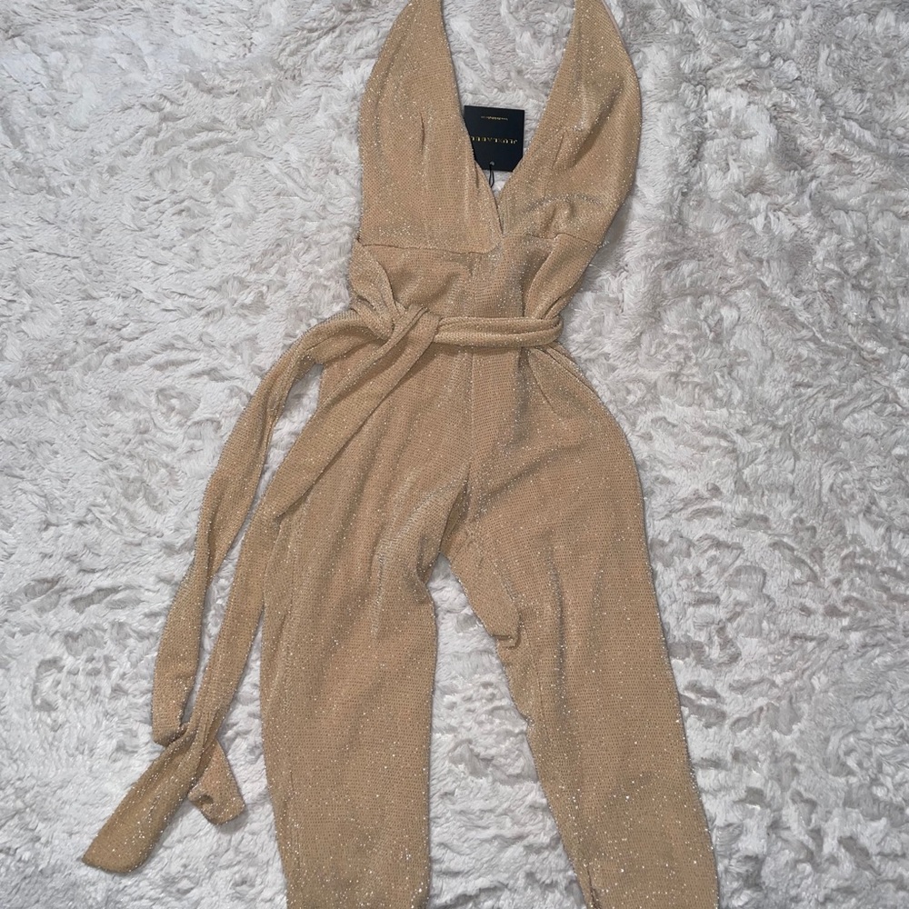 Glittery Halter Capris Jumpsuit